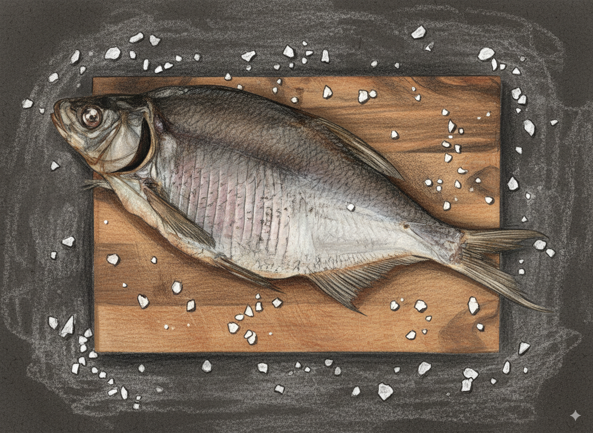 Лящ в’ялений, чищений з ікрою